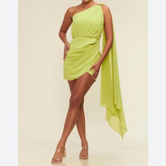 Luxxel Citron Cascade Mini Dress Size L New With Tag - Picture 1 of 11